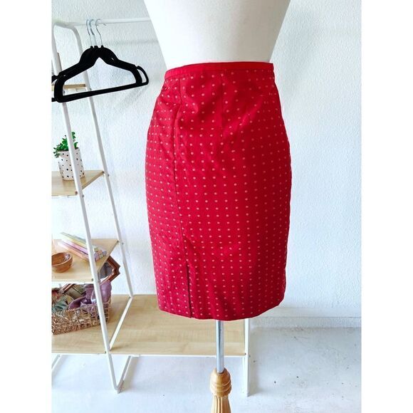 Vintage Red Textured Mini Pencil Skirt - Picture 5 of 5